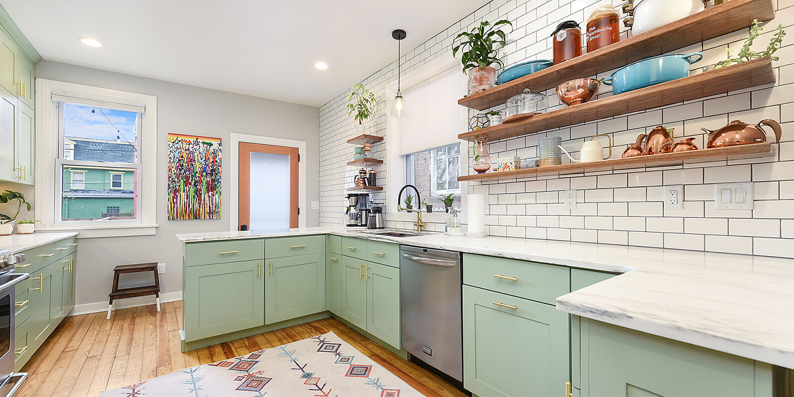 mint green theme kitchen